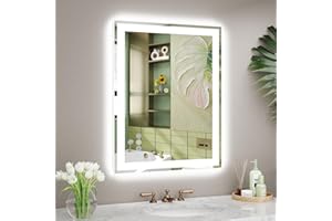 Callsky 24x30 in LED Bathroom Mirror with Front and Backlit, Dimmable 3 Color Temperatures Smart Illuminated Mirror, 5mm Shat