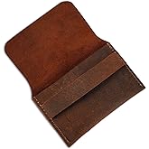 CestAntiQ, Distressed Leather Business Card Holder, Credit Card Wallet for Men or Women, Slim, Compact, and Vintage Brown Leather Card Holder for Pocket or Purse, Minimalist and Stylish Card Organizer