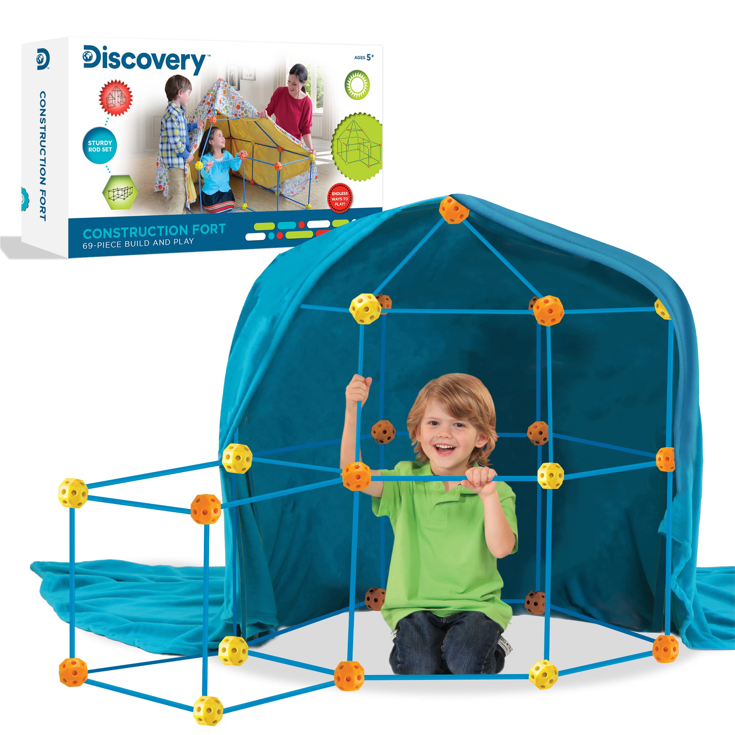 Discovery Toy Construction Set - STEM Building Toys, Gifts for Boys and Girls - 69 Pieces Fort for Kids