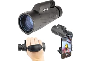 Omano Smithsonian 12x50 Monocular Telescope with Smartphone Adaptor – Monoculars for Adults - High Powered Telescope – Ideal Monocular for Bird Watching and Nature Enthusiasts – HD monocular telescope