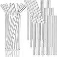 Weysat Reusable Glass Straws Glass Cups Replacement Clear Glass Drinking Straw 8'' x 200 mm Straight and Bent for Juice Cafes Beer Cocktail Tea Shatter Resistant(8'' x 8 mm, 200 Pack)