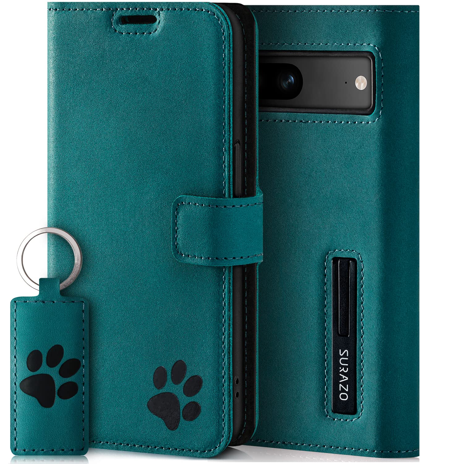 Surazo Leather Wallet Mobile Phone Case Compatible with Google Pixel 7a - Flip & Fold Smartphone Case with Stand, RFID Blocker, Magnet Closure, 3 Slots for Bank Cards - Handcrafted European Leather — image 1