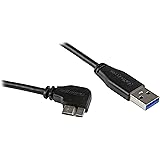 StarTech.com 1m 3 ft Slim Micro USB 3.0 Cable M/M - Right-Angle Micro-USB - USB 3.0 A to Micro B - Angled Micro USB - USB 3.1 Gen 1 5Gbps