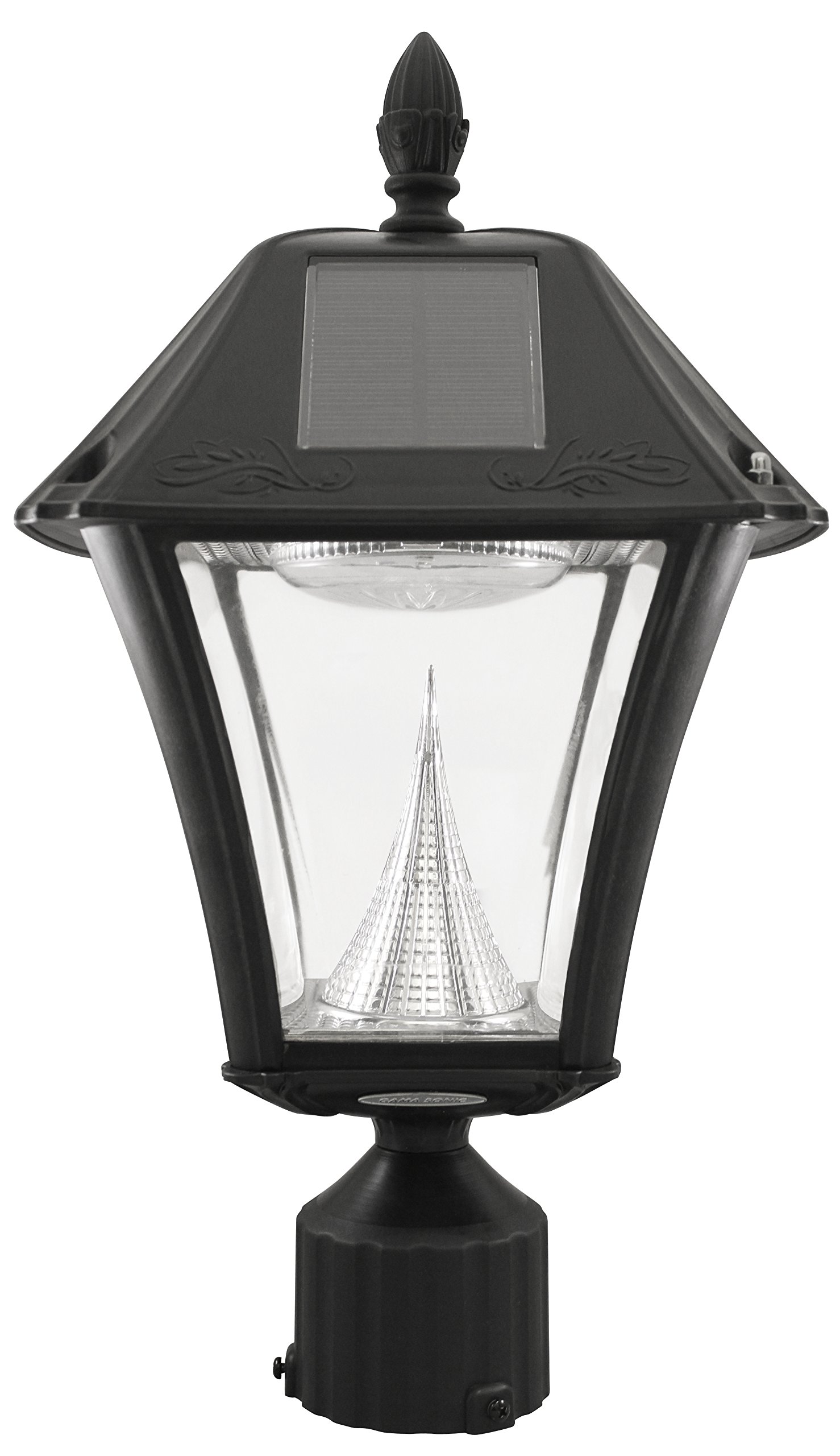 Gama Sonic GS-105FPW-BW Baytown II, Outdoor Solar Light and 3" Pole Pier & Wall Mount Kits, Lamp Only Only, Bright White LED, Black