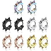AllerPierce Stainless Steel Punk Earrings for Men Women Spike Hoop Earring Huggie Hoop Earrings Set 5 Pairs