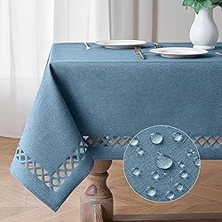 MIULEE Stone Blue Thick Polyester Linen Rectangle