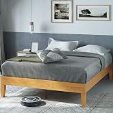 Zinus Moiz Deluxe Wood Platform Bed Frame, Wood Slat Support, No Box Spring Needed, Easy Assembly, Natural, Full