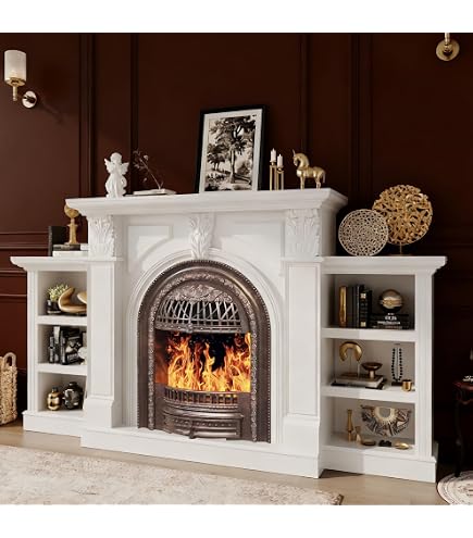 Amazon.com: Freestanding Electric Fireplace Wood Fireplace Living