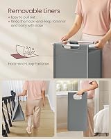 VASAGLE 2-Compartment Laundry Hamper with Shelf 92 L Slate Grey White BLH201W11 view 7