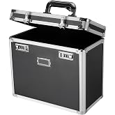 File Organizer Storage Box, Portable Locking Storage Totes | Storage Box with Dual Combination Locks for Filing Office Documents (Black)