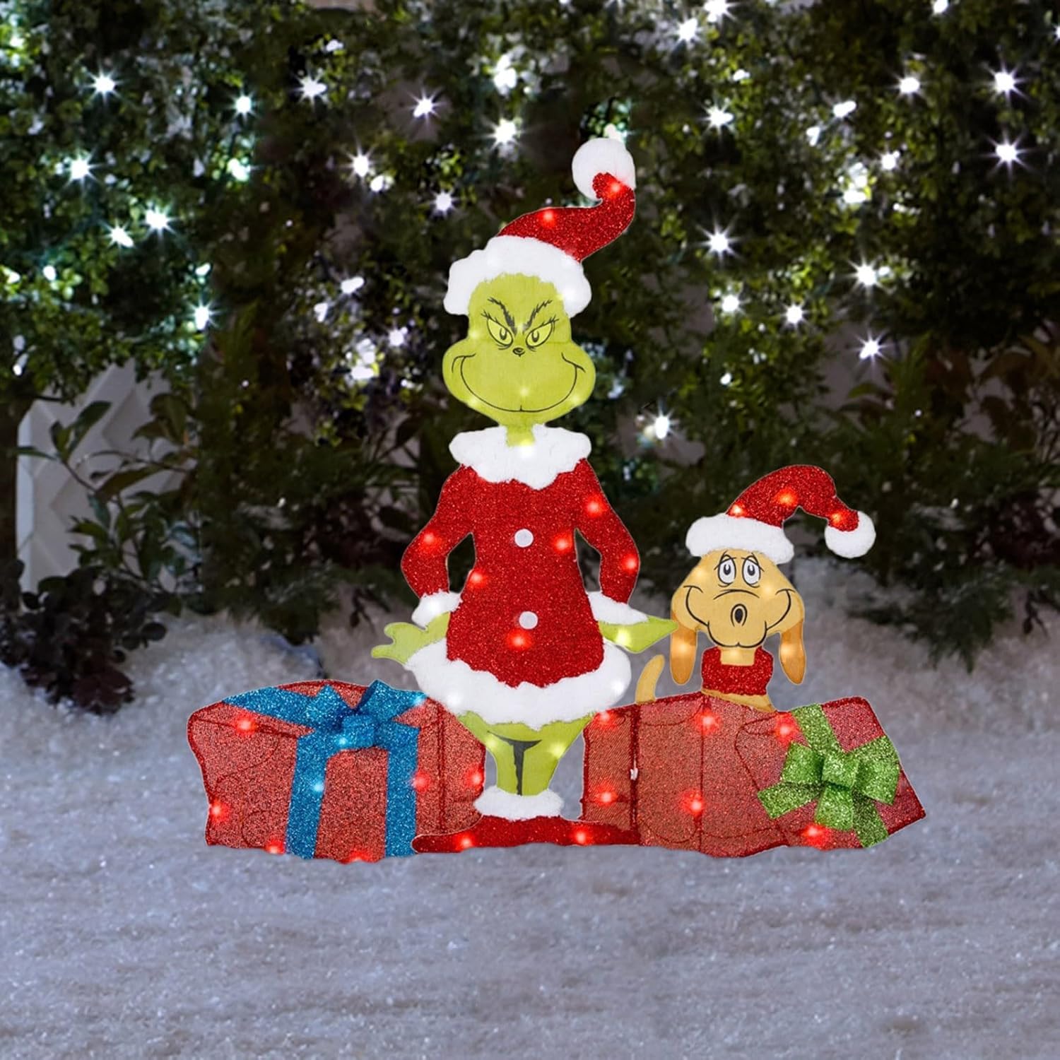 Yard Signs - ROTORS Grin_ch Christmas Decorations Yard Signs with Printed String Lights Outdoor Grin-ch Stealing Yard Stake Signs for Xmas Garden Lawn Yard Art Decor (Style -05)