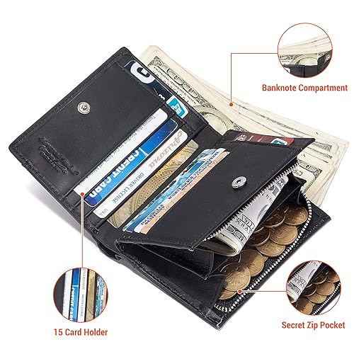 HUMERPAUL Chain Wallet for Men, Genuine Leather Bifold Wallets