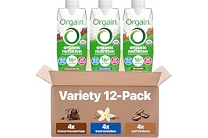 Orgain Organic Nutritional Protein Shake, 16g Grass Fed Whey Protein, Meal Replacement, 20 Vitamins & Minerals, Fruits & Vegetables Variety Pack, Chocolate, Vanilla, Mocha, 11 Fl Oz (12 Pack)