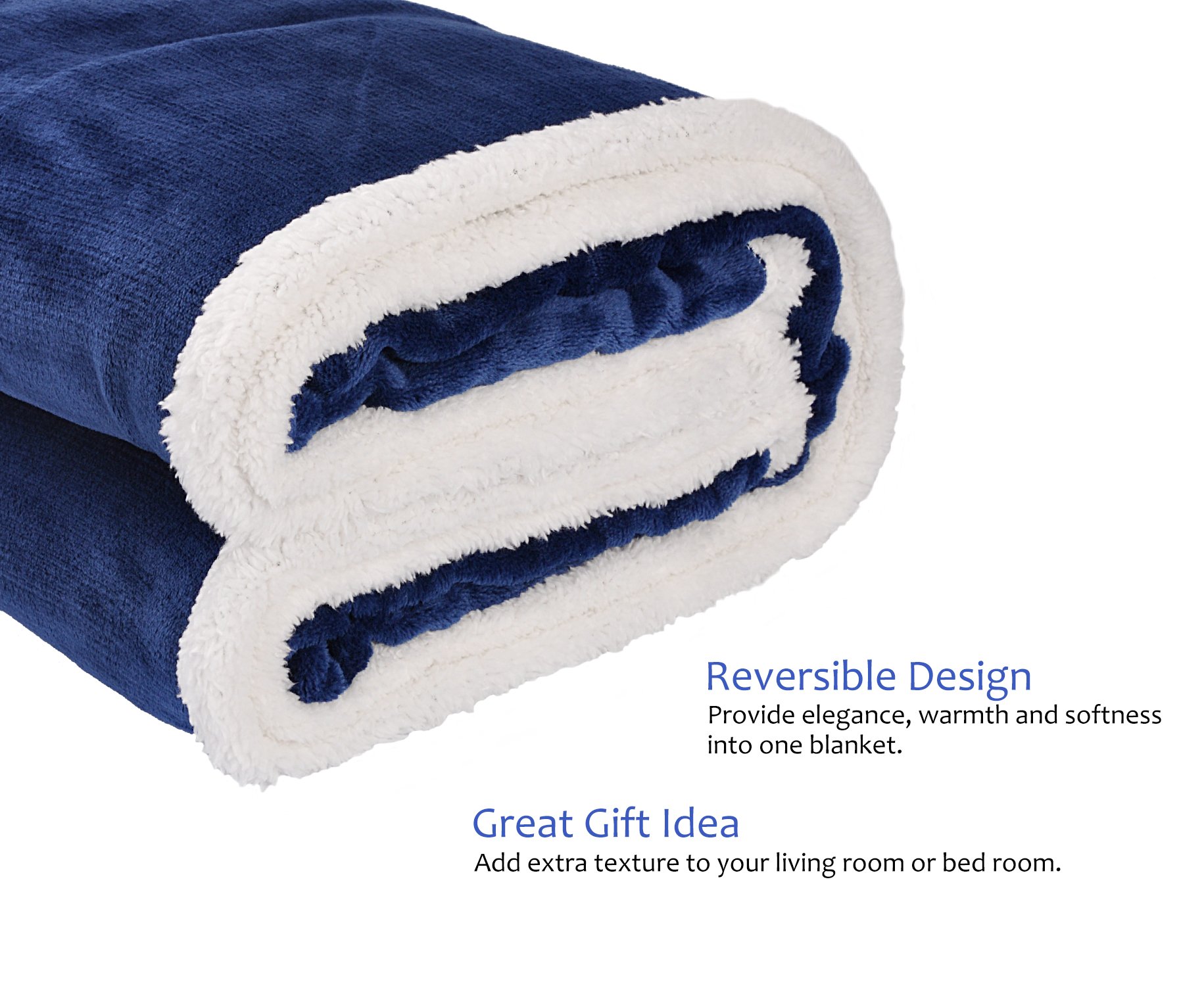 Mink Fleece Blanket, Reversible Sherpa Throw Large for Sofa Bed, Super Soft All Season Comfort Caring Gift, 127cm x 152cm (50\