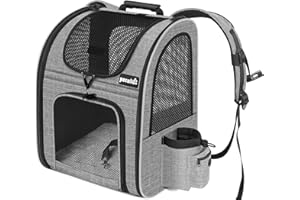 Pecute Cat Backpack with Breathable Mesh, Dog Backpack Carrier with Multi-Pockets for Cats Puppies, Pet Backpack Carrier for 