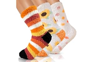 TEHOOK 4 Times Thicker Fuzzy Socks, Fall Autumn Halloween Thanksgiving Socks, Stocking Stuffers Christmas Gifts for Women, Cozy Fluffy Soft Warm Winter Socks