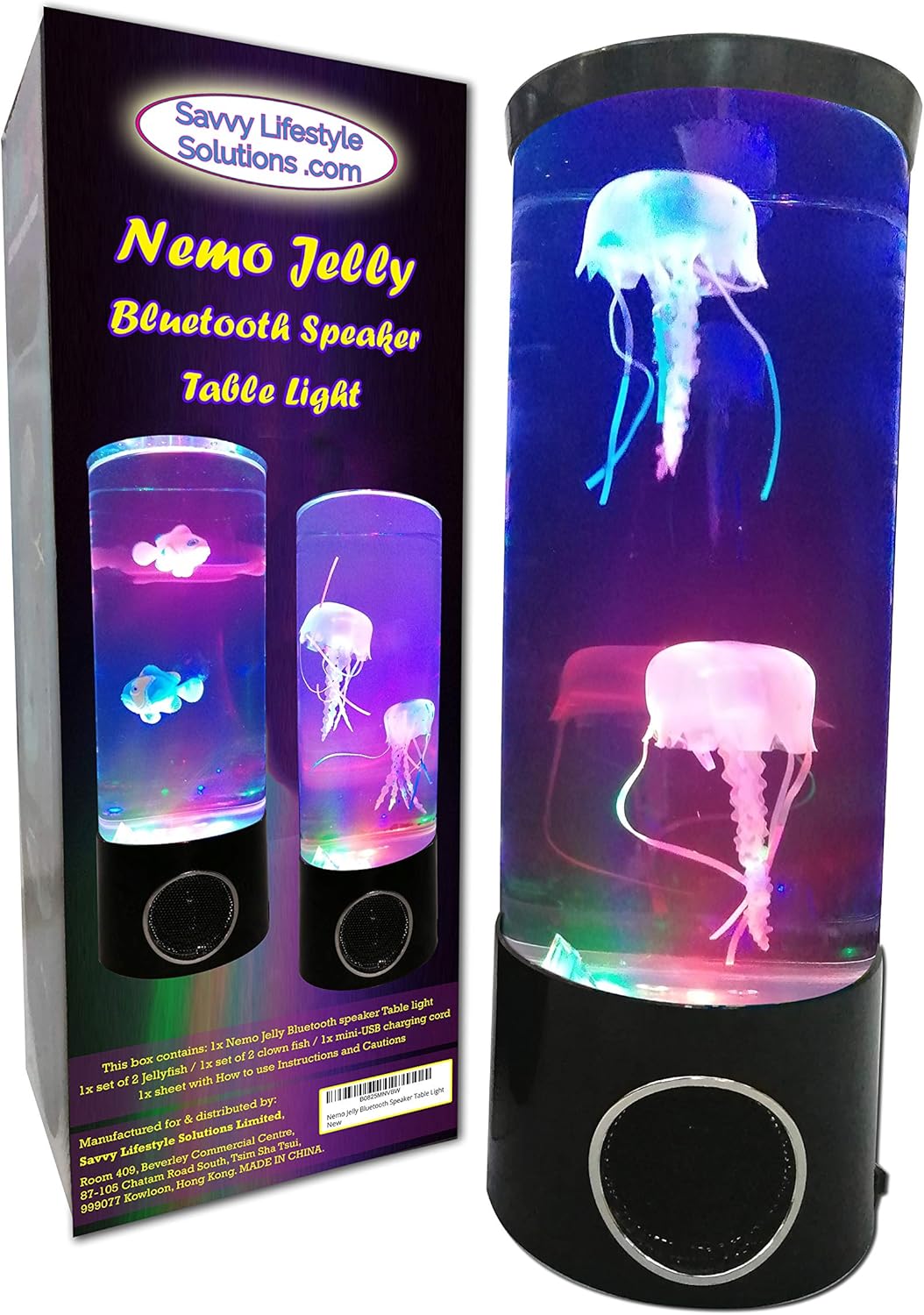NEMO Jelly Bluetooth Speaker Table Light - Best Unique Color Changing LED Jellyfish Aquarium - Wireless Portable Speaker Sleep Aid, Night/Mood Light, Relaxing, Special Needs Kids