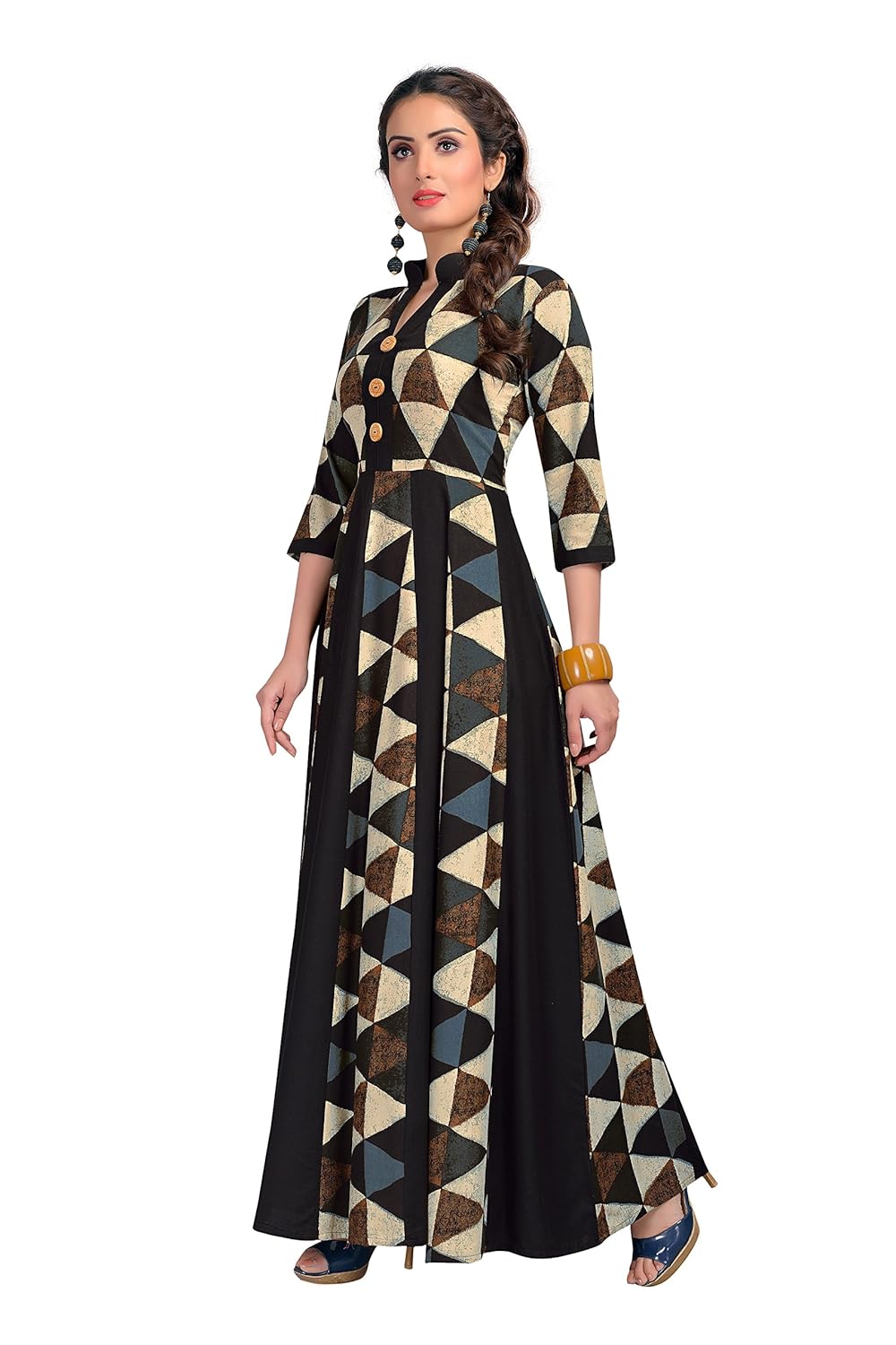 madhuram textiles women's printed maxi kurta