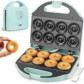 AshGlen 2&rdquo; Mini Donut Maker Machine, 8 Donut Holes Ceramic Coating Donut Pan for Baking Doughnuts, Doughnut Maker for Mini Donuts, Maquina De Mini Donas, Aqua