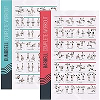 PosterMate - FitMate Dumbbell and Barbell Workout Exercise Poster, 2-Pack, Workout Routine with Free Weights, Home Gym Decor,