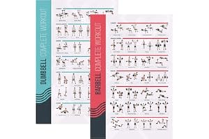 PosterMate - FitMate Dumbbell and Barbell Workout Exercise Poster, 2-Pack, Workout Routine with Free Weights, Home Gym Decor,