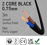 Primes DIY 3182Y 2-Core Flexible PVC Mains Cable 0.75mm 3m BASEC view 2