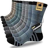 JOYNÉE 8 Pairs Mens Crew Athletic Work Long Socks Calf Cushioned Socks for Sports Running Workout Gym