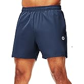 Nepest Men’s Running Athletic Shorts with Zipper Pockets 5 in Inseam Linerless Dry Fit Workout Gym Shorts