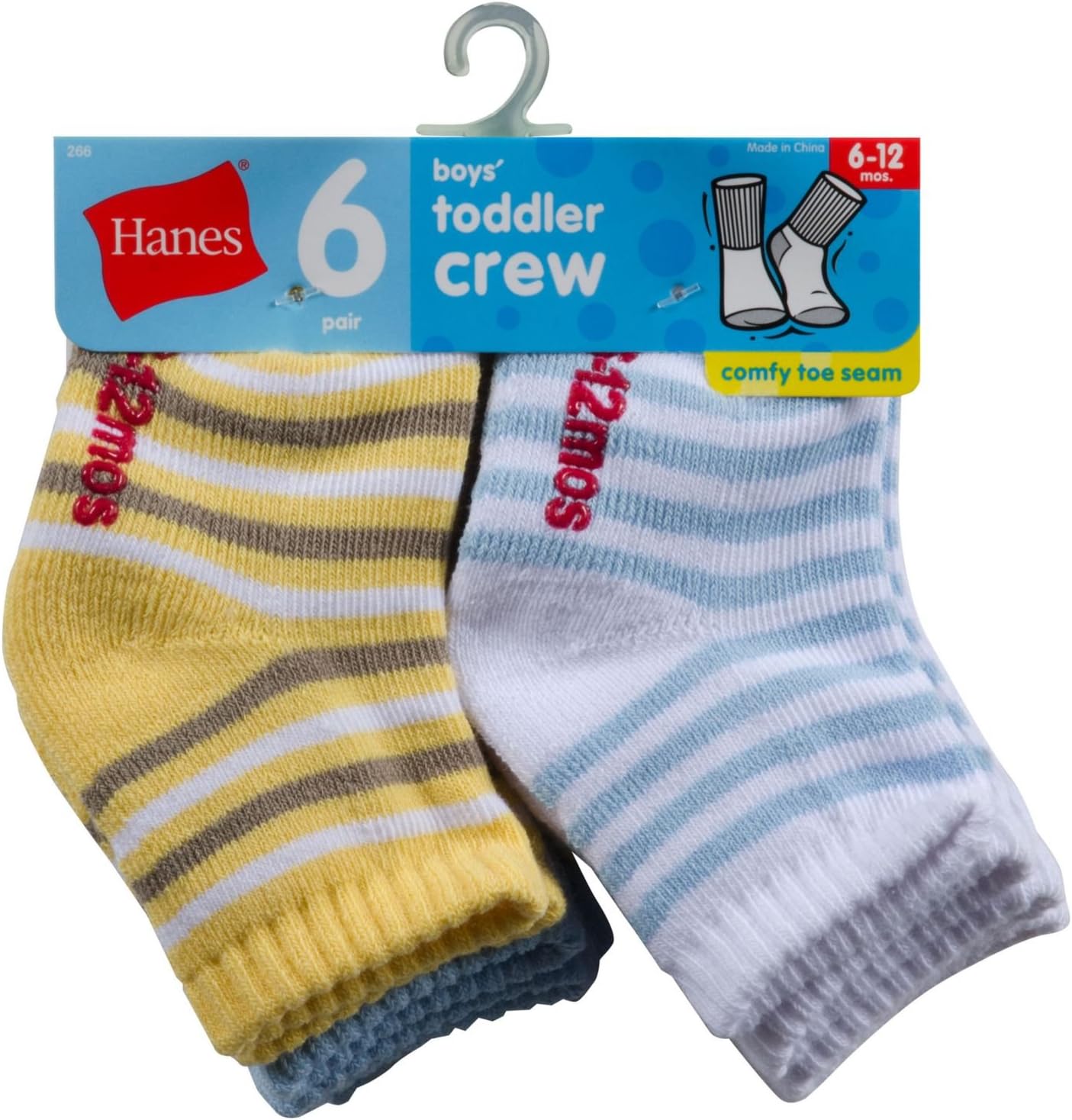 Infant Toddler Boys Hanes 6 Pair Non-Skid Crew Socks - 26/6