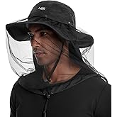 BASSDASH UPF 50+ Mosquito Sun Hat with Hidden Head Net and Neck Flap for Men Women Outdoor Fishing Hiking Camping