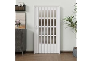 JUJUBON Enhanced Double-Layer Accordion Doors 24"-36" x 80", with Upgraded Roller & Handle & Complete Hardware, Interior Multifold Folding Doors for Closet & Pantry, Easy Installation