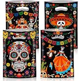 Konsait 50 Pack Day of the Dead Gift Bags with Handles