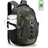 Swissdigital Design Laptop Backpack with USB Charging Port, Travel Backpack Fits 15.6 inches Computer, 31L College School Backpack for Men, Olive/Black | SD803-26