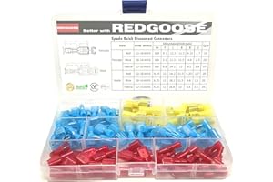 REDGOOSE 120PCS Spade Quick Disconnect Connectors Kit 22-10 AWG Nylon Male and Female Wire Connectors Electrical Insulated Wire Crimp Terminals Assortment Kit