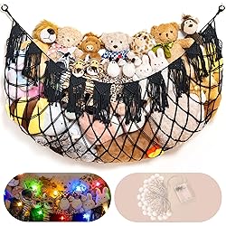 Stuffed Animal Storage Hammock with Lights- Boho