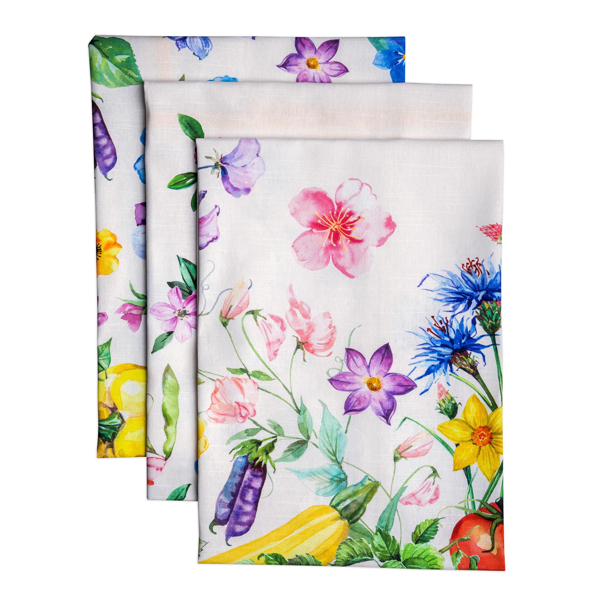 Maison d' Hermine Kitchen Towels Set of 3 100% Cotton 70 CM x 50 CM Reusable Cloth Tea Dish Towels Absorbent with Hanging Loop for Kitchen Dining Gifts for Mothers Day (Agrume)