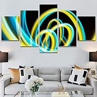 SIGNWIN 5 Panel Canvas Wall Art Modern Art Abstract Closeup Geometric Lights Mixed Media Modern Multicolor for Home Decorations Ready to Hang - 60