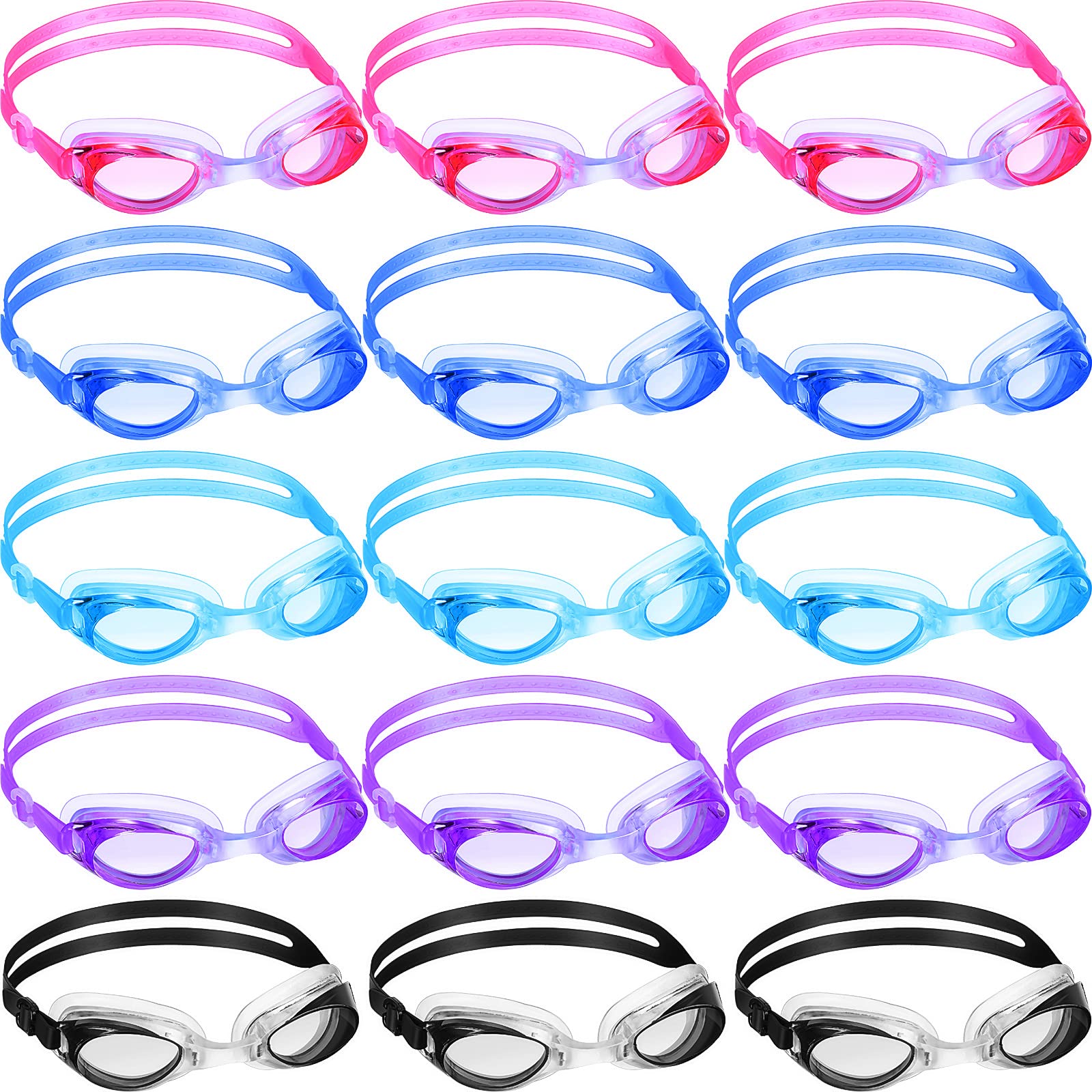 Photo 1 of Konohan 15 Packs Summer Swim Goggles Unisex Silicone Goggles Anti Fog Glasses Clear Lens Glasses for Adult Men Women Kid (Colorful)