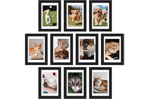 upsimples 4x6 Picture Frame Set of 10, Display Pictures 3.5x5 with Mat or 4x6 Without, Multi Photo Frames Collage for Wall or