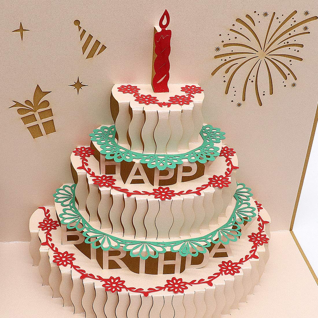 Pop Up 3D Cake Cards, Creative Gifts Cards for Birthday, Mother's Day, Marriage Anniversary,Lovers (Birthdaycake)
