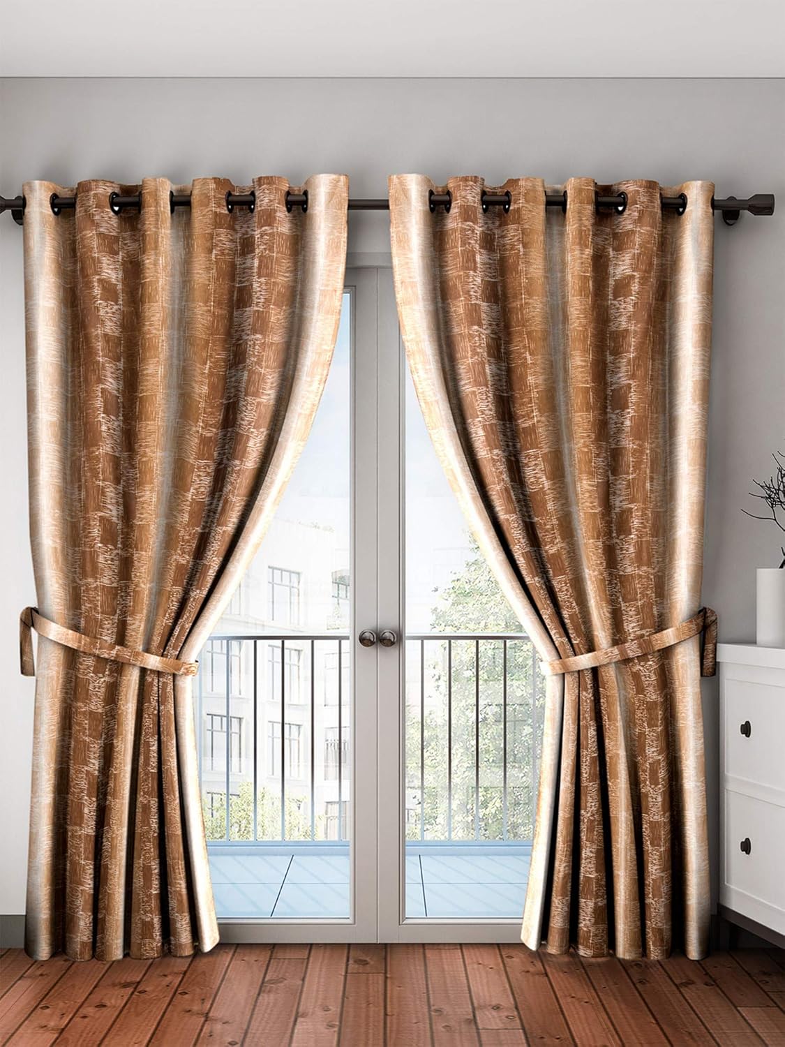 Home Spark Shisham 2 Pieces Polyester Green Long Door Curtains 9 feet B07VFHXXWQ