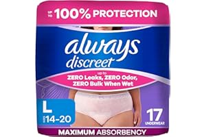 Always Discreet, Reimagined Adult Diapers for Women, Maximum Incontinence and Postpartum Underwear L, 17 Count​