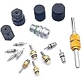Air Conditioning Valve Core Kit | Cap & Valve AC R12 R134a Teflon Seal Refrigeration A/C Air Conditioning Service Valves Car & HVAC AC System Charging Port Seal Caps Kit