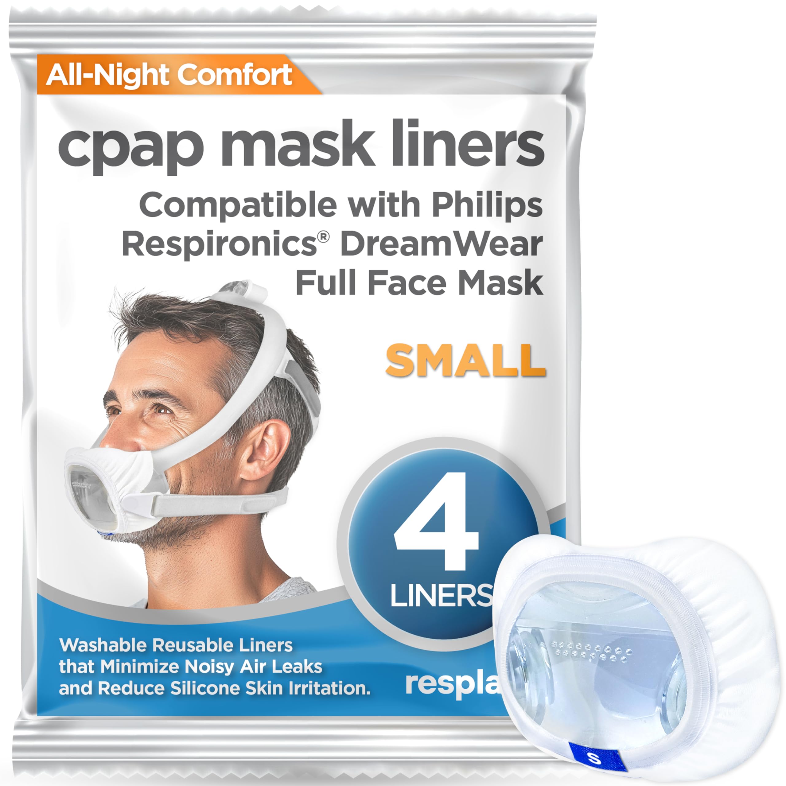 resplabs CPAP Mask Liners - Full Face CPAP Masks, sleepliners, DreamWear Style Liner (Small)