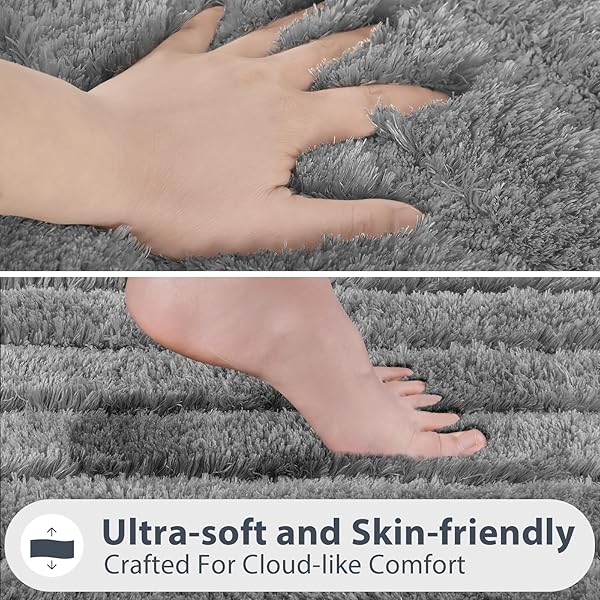 DOMUSTEX WASHABLE BATHROOM RUG 24″ X 60″, EXTRA SOFT BATH MAT, ABSORBENT AND NON SLIP BATH RUNNER RUG FOR SHOWER, BATHTUB, SINK, FLOOR