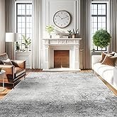 RUUGME Washable Abstract 8X10 Rug: Living Room Area Rugs Non-Slip Backing Neutral Stain Resistant Carpet for Bedroom Farmhouse Large Soft Indoor Mats for Dining Room Office Entry 8X10 Grey