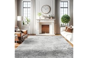 RUUGME Washable Abstract 8X10 Rug: Living Room Area Rugs Non-Slip Backing Neutral Stain Resistant Carpet for Bedroom Farmhouse Large Soft Indoor mats for Dining Room Office Entry 8X10 Grey