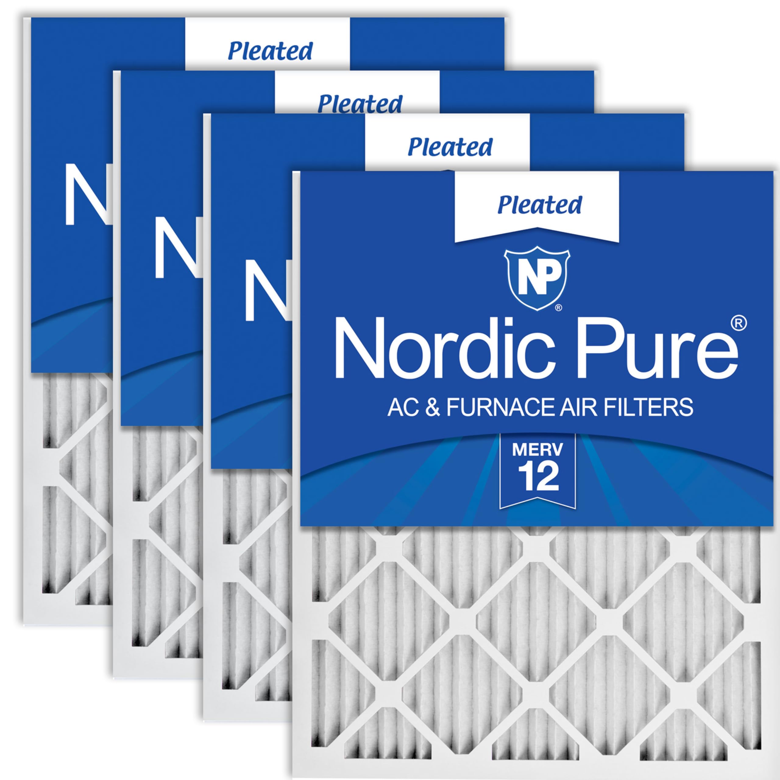 Photo 1 of **ALL FILTERS DENT IN ONE CORNER**Nordic Pure 16x25x1 (Actual Size: 15 1/2 x 24 1/2 x 3/4) Pleated MERV 12 Air Filters 4 Pack