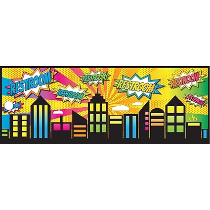 Ashley Productions Superhero Double-Sided Large Restroom Pass