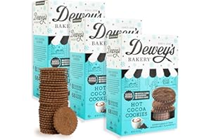 Dewey's Bakery Hot Cocoa Moravian Style Cookie Thins, Bakery Fresh with Real Simple Ingredients, Low Calorie Snack, No Artificial Flavors, Synthetic Colors or Preservatives, Seasonal, 9oz (Pack of 3)